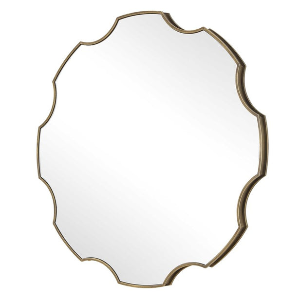 Uttermost Geared Up Antiqued Golden Bronze Round Mirror
