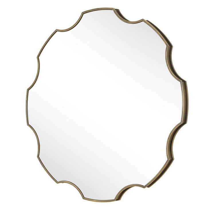 Uttermost Geared Up Antiqued Golden Bronze Round Mirror