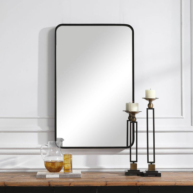 Casa Bella Living Satin Black Modern Rectangular Mirror