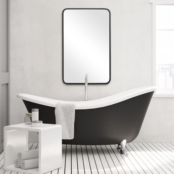 Casa Bella Living Satin Black Modern Rectangular Mirror