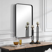 Casa Bella Living Satin Black Modern Rectangular Mirror