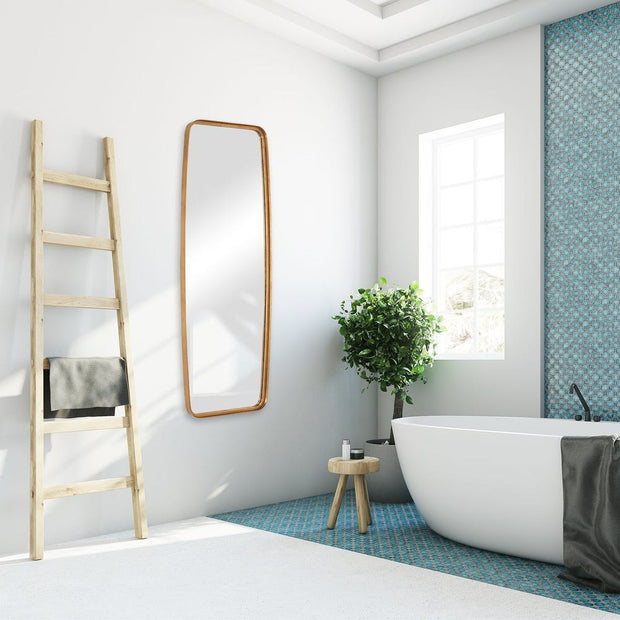 Casa Bella Living Tall Gold Leaf Mirror With Rounded Corners