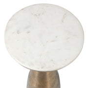 Uttermost Torin Antique Brass Drink Table With White Marble Top