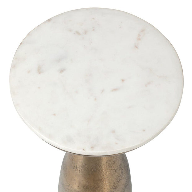 Uttermost Torin Antique Brass Drink Table With White Marble Top