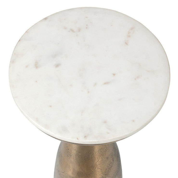 Uttermost Torin Antique Brass Drink Table With White Marble Top