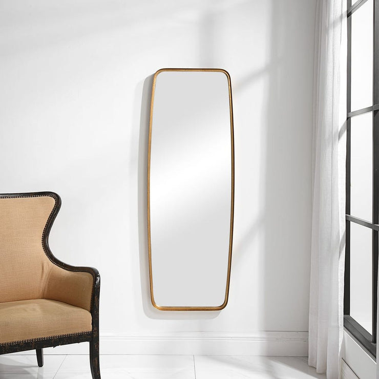 Casa Bella Living Tall Gold Leaf Mirror With Rounded Corners
