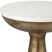 Uttermost Torin Antique Brass Drink Table With White Marble Top