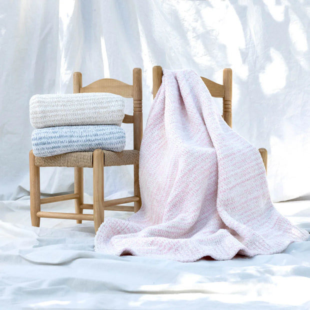 Kashwere Baby Ultra Plush Crème, Linen and Wheat Striped Heathered Baby Blanket