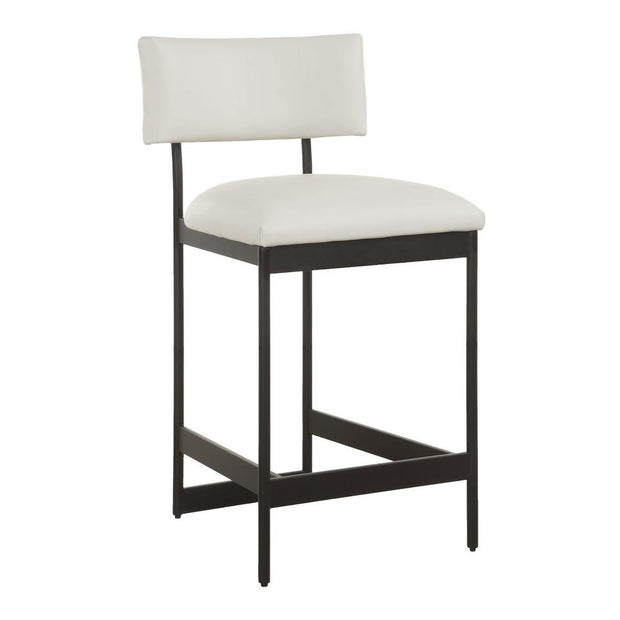 Uttermost Apsley Winter White Leather Counter Stool