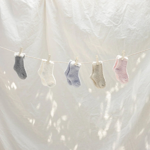Kashwere Baby Ultra Plush Creme and Pink Set of Two Baby Sock Sets with Scalloped Trim