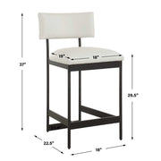 Uttermost Apsley Winter White Leather Counter Stool