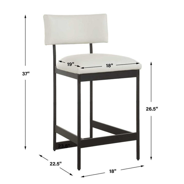 Uttermost Apsley Winter White Leather Counter Stool
