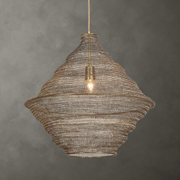 Uttermost Woven Antique Brass Sigh 1 Light Pendant