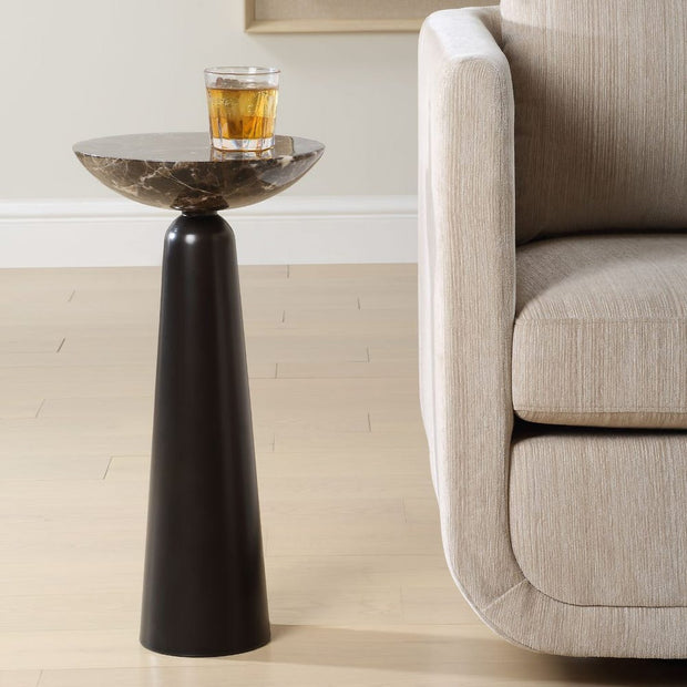 Uttermost Hastings Sleek Iron Accent Table With Brown Marble Surface