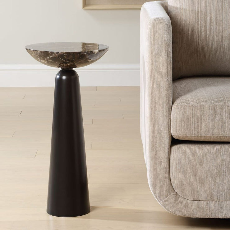 Uttermost Hastings Sleek Iron Accent Table With Brown Marble Surface
