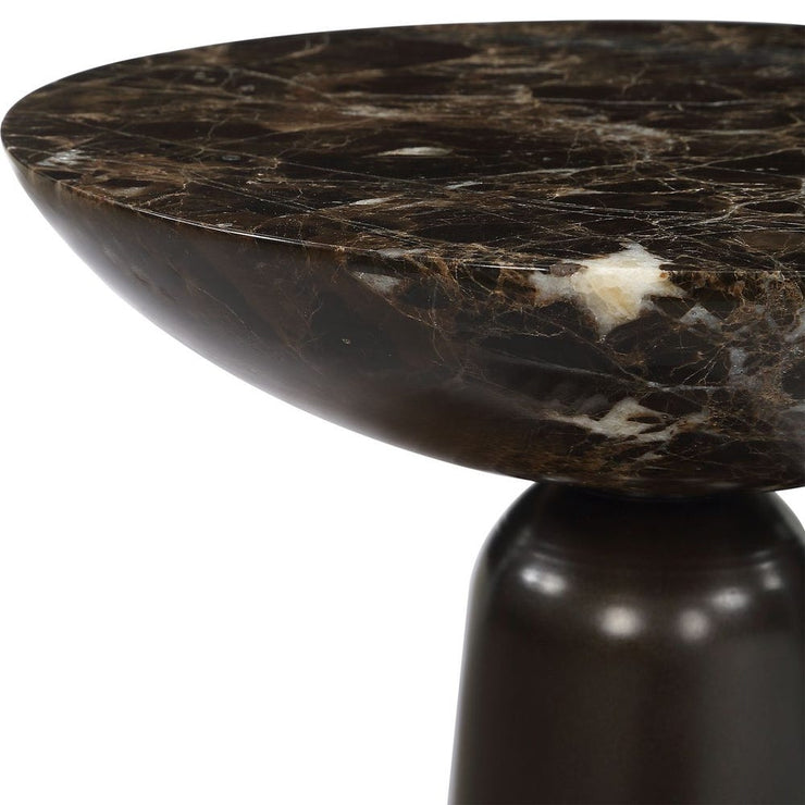 Uttermost Hastings Sleek Iron Accent Table With Brown Marble Surface