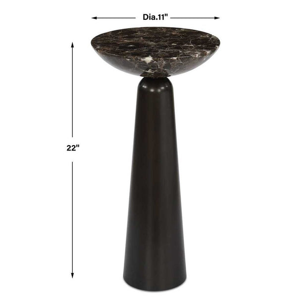 Uttermost Hastings Sleek Iron Accent Table With Brown Marble Surface