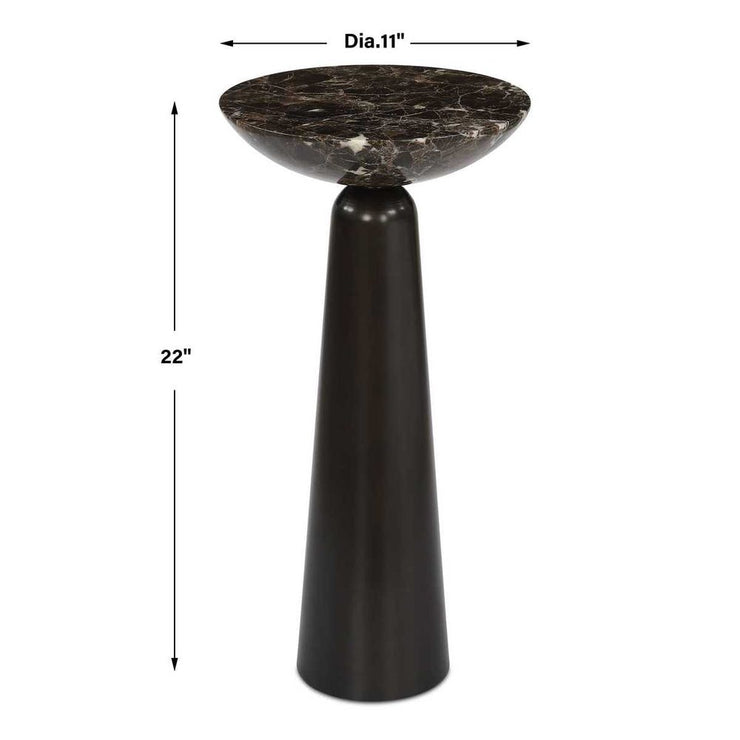 Uttermost Hastings Sleek Iron Accent Table With Brown Marble Surface