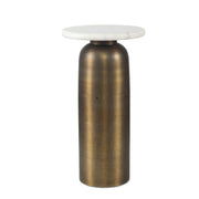 Uttermost Reiss Antique Brass Drink Table White Marble Top