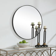 Casa Bella Living Satin Black 34” Round Mirror