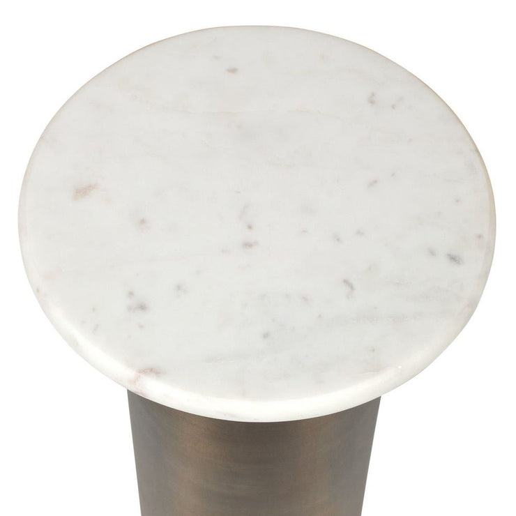 Uttermost Reiss Antique Brass Drink Table White Marble Top