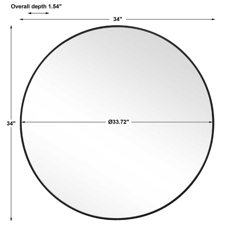 Casa Bella Living Satin Black 34” Round Mirror