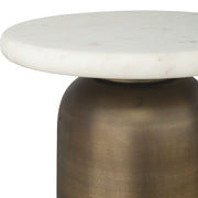 Uttermost Reiss Antique Brass Drink Table White Marble Top