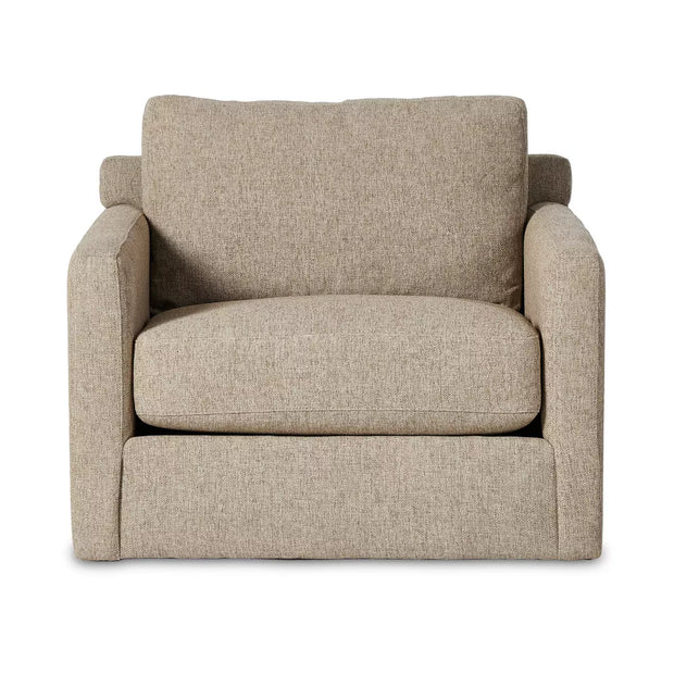 Four Hands Hampton Swivel Chair ~ Delta Sand Upholstered Performance Fabric