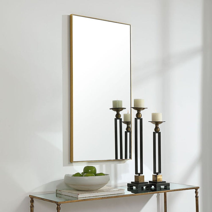 Casa Bella Living Contemporary Gold Finish Rectangular Mirror