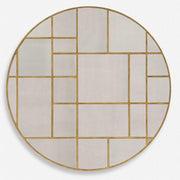 Uttermost Geometric Grid Antiqued Gold Round Mirror