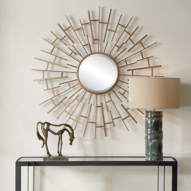 Uttermost Tangled Antiqued Golden Bronze Round Mirror