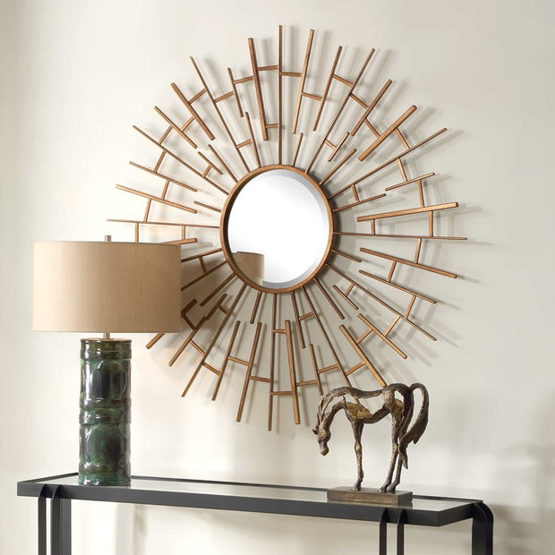 Uttermost Tangled Antiqued Golden Bronze Round Mirror