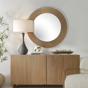 Uttermost Tano Antique Brass Mirror With Channeled Texture