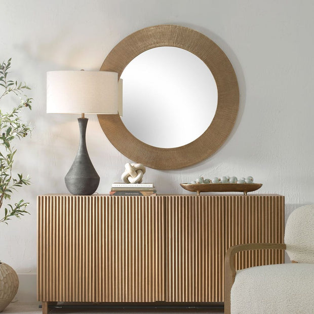 Uttermost Tano Antique Brass Mirror With Channeled Texture