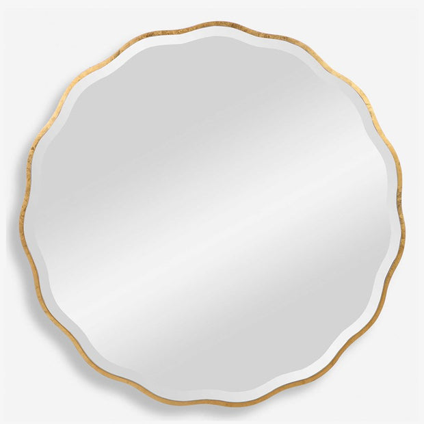 Uttermost Aneta Aged Gold Scalloped Round Mirror