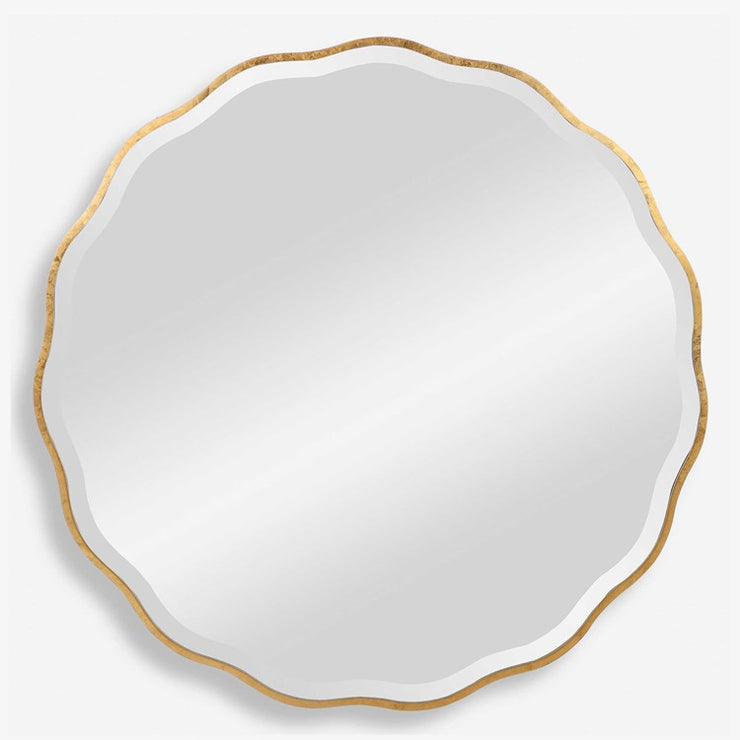Uttermost Aneta Aged Gold Scalloped Round Mirror