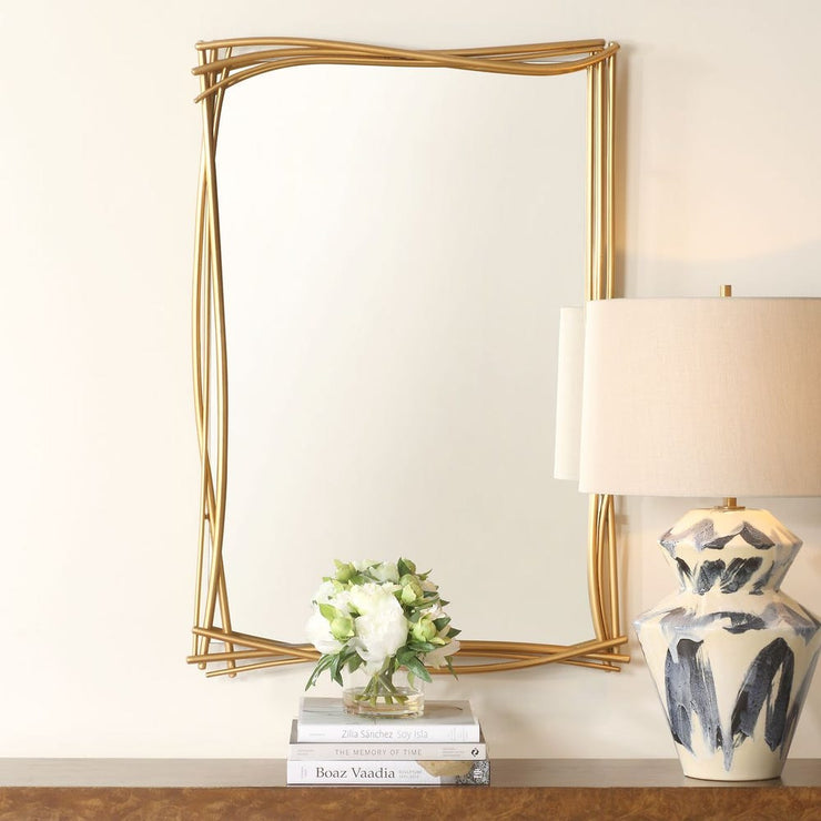 Uttermost Curved Branches Antique Gold Leaf Iron Mirror