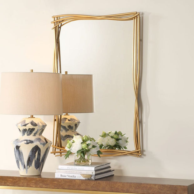 Uttermost Curved Branches Antique Gold Leaf Iron Mirror