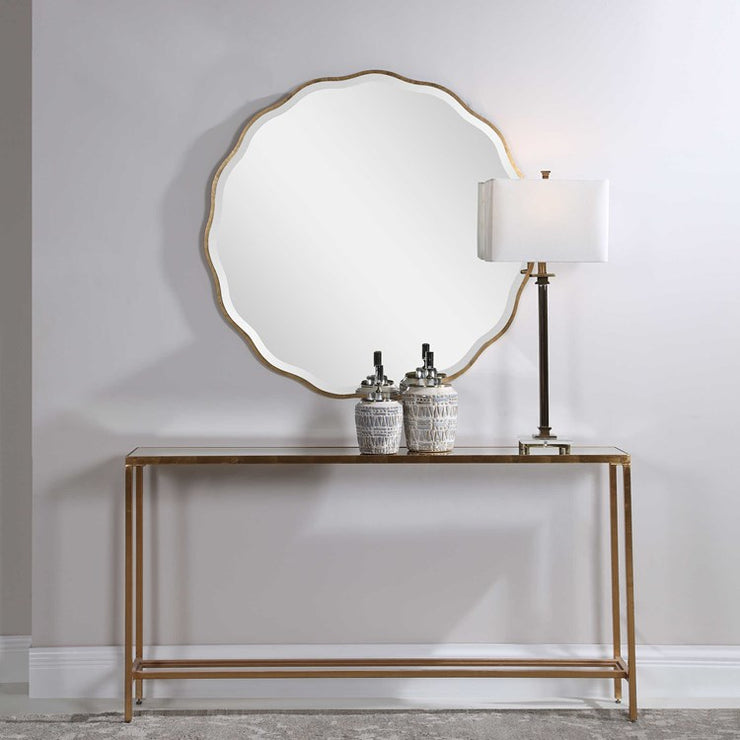 Uttermost Aneta Aged Gold Scalloped Round Mirror