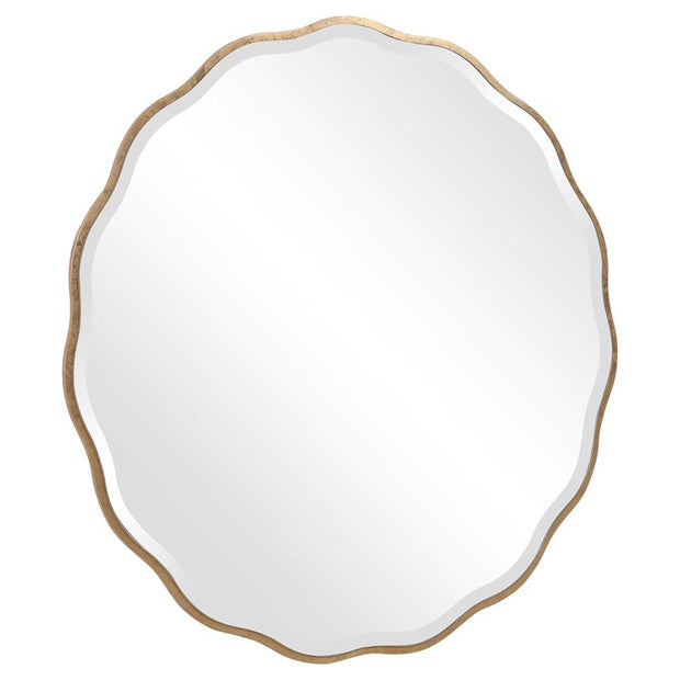 Uttermost Aneta Aged Gold Scalloped Round Mirror
