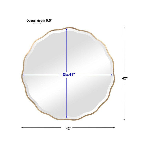 Uttermost Aneta Aged Gold Scalloped Round Mirror