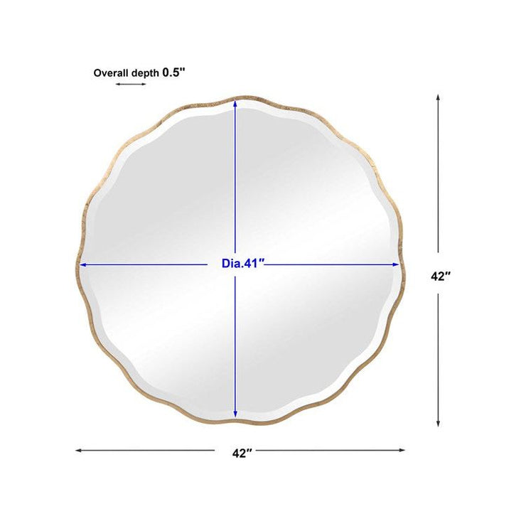 Uttermost Aneta Aged Gold Scalloped Round Mirror