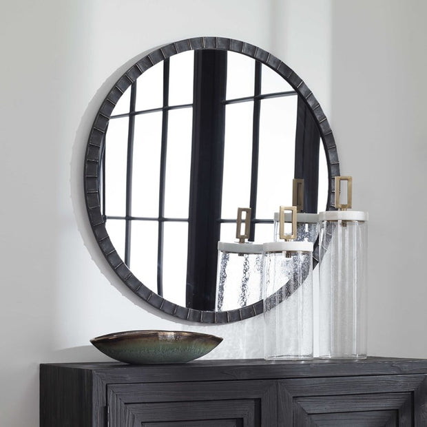 Uttermost Dandridge Black Iron Round Mirror