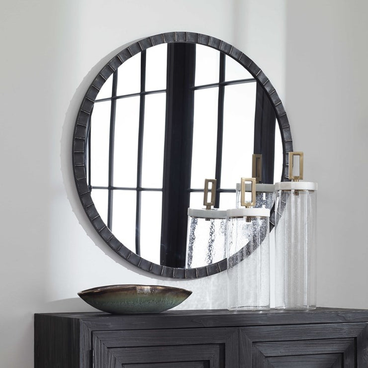 Uttermost Dandridge Black Iron Round Mirror