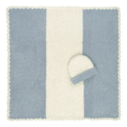 Kashwere Baby Ultra Soft Center Stripe Baby Blanket & Cap Available In Malt, Pink, Blossom, Maliblu Soapstone and Ice Blue Stripe
