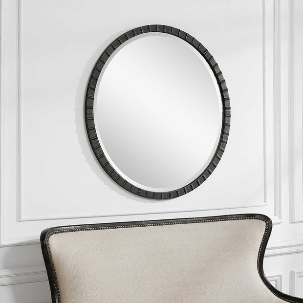 Uttermost Dandridge Black Iron Round Mirror