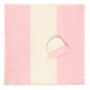 Kashwere Baby Ultra Soft Center Stripe Baby Blanket & Cap Available In Malt, Pink, Blossom, Maliblu Soapstone and Ice Blue Stripe
