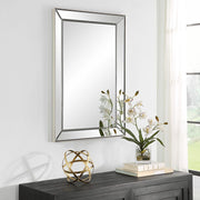 Casa Bella Living Rectangular Brushed Nickel Thin Inner Edge Beveled Mirror