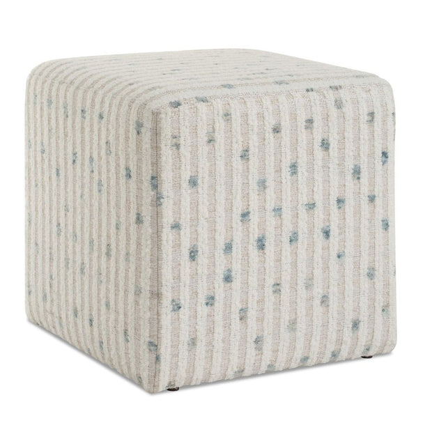 Uttermost Joie Plush White Chenille Striped Ottoman