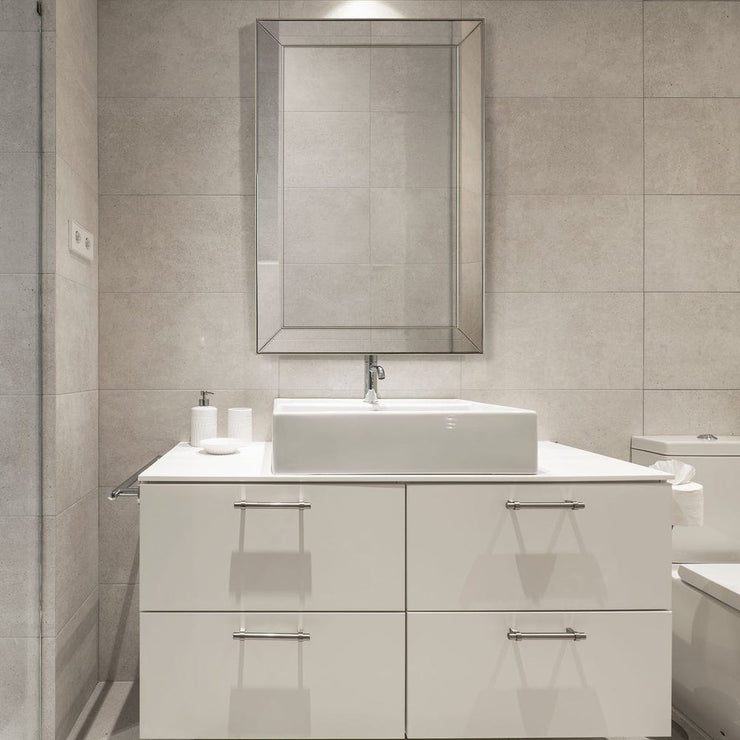 Casa Bella Living Rectangular Brushed Nickel Thin Inner Edge Beveled Mirror